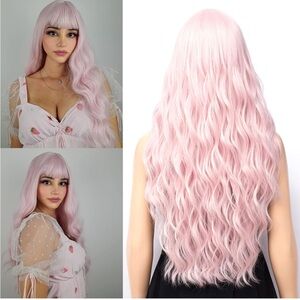 Light Pink Wavy Wig